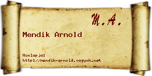 Mendik Arnold névjegykártya